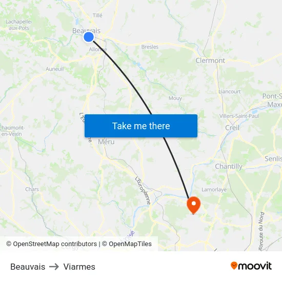 Beauvais to Viarmes map