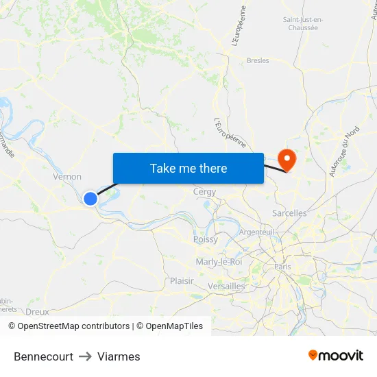 Bennecourt to Viarmes map