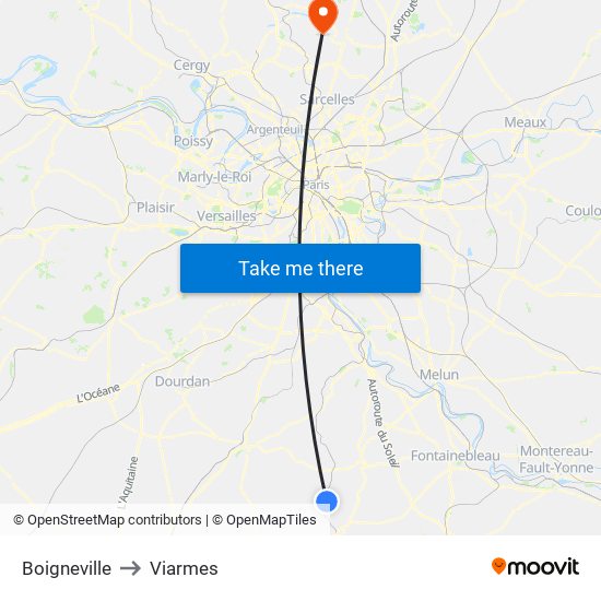 Boigneville to Viarmes map