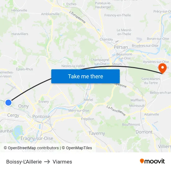 Boissy-L'Aillerie to Viarmes map
