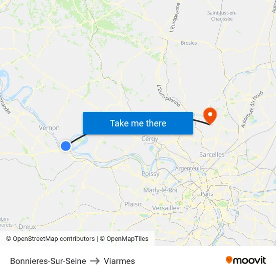 Bonnieres-Sur-Seine to Viarmes map