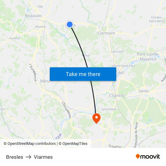 Bresles to Viarmes map