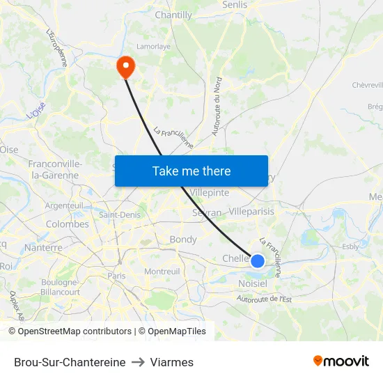 Brou-Sur-Chantereine to Viarmes map