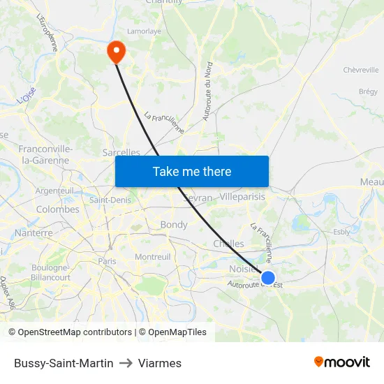 Bussy-Saint-Martin to Viarmes map