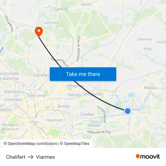 Chalifert to Viarmes map