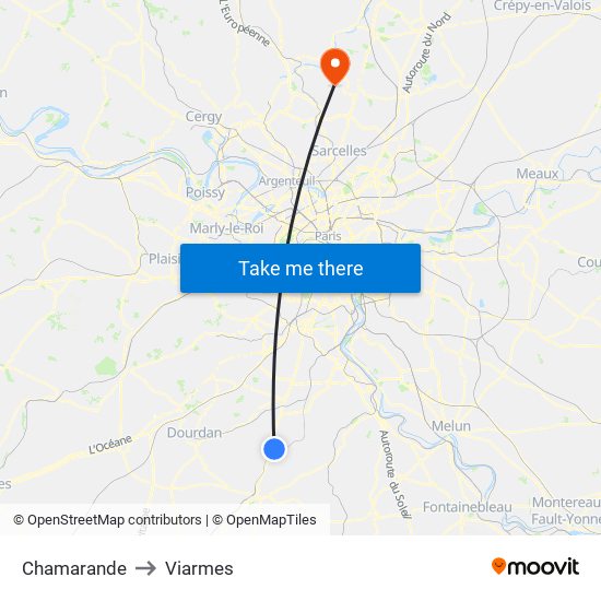 Chamarande to Viarmes map