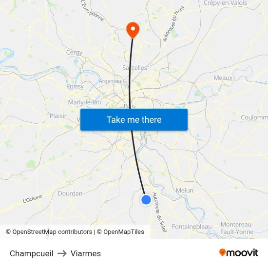 Champcueil to Viarmes map