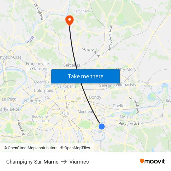 Champigny-Sur-Marne to Viarmes map