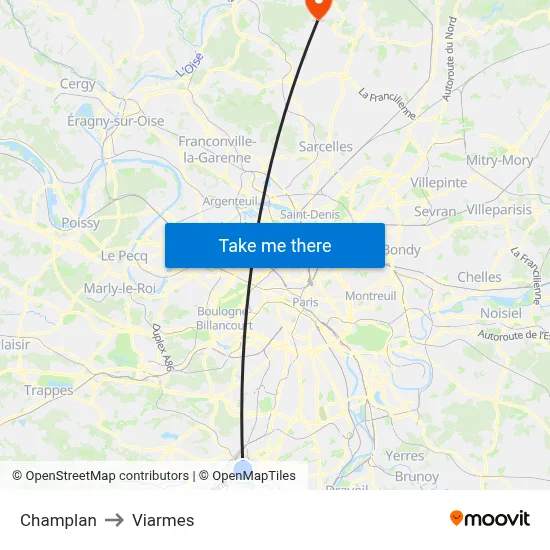 Champlan to Viarmes map