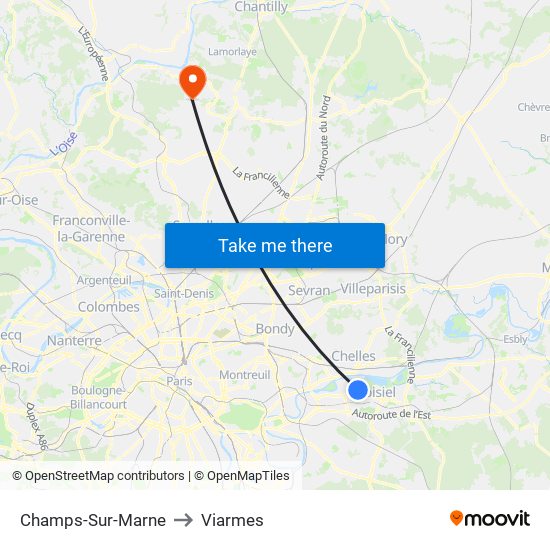 Champs-Sur-Marne to Viarmes map