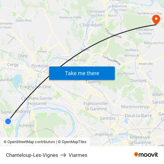 Chanteloup-Les-Vignes to Viarmes map