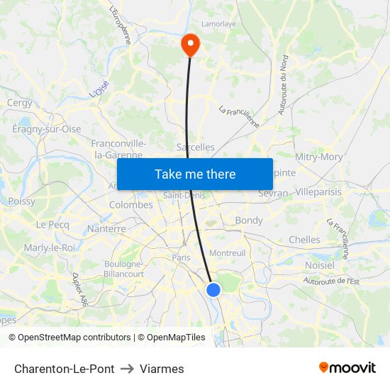 Charenton-Le-Pont to Viarmes map