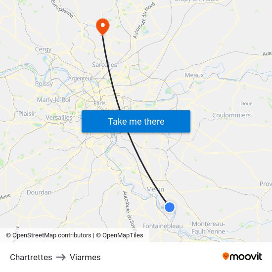Chartrettes to Viarmes map