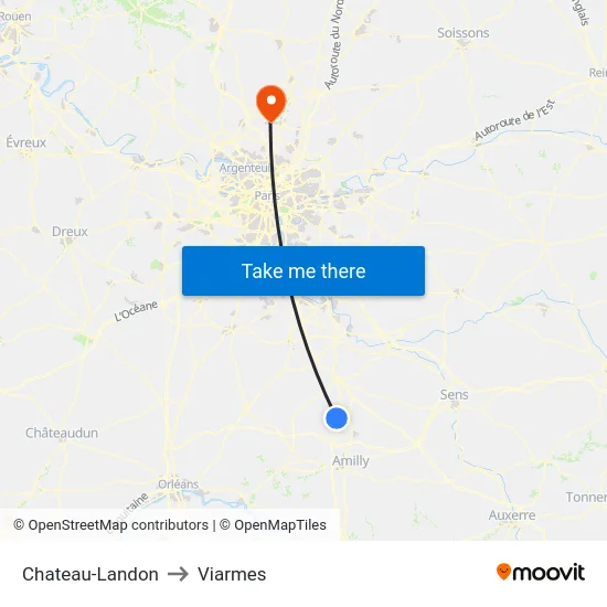 Chateau-Landon to Viarmes map