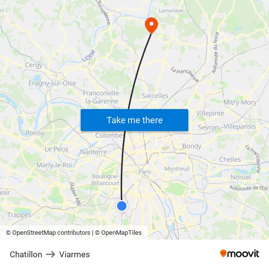 Chatillon to Viarmes map