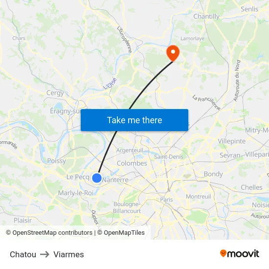 Chatou to Viarmes map