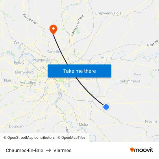 Chaumes-En-Brie to Viarmes map