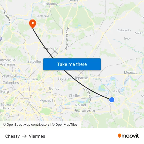 Chessy to Viarmes map