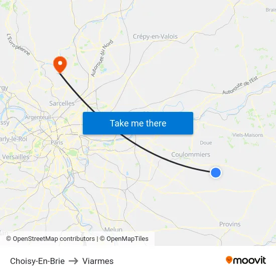 Choisy-En-Brie to Viarmes map