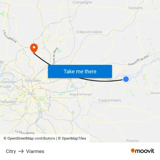 Citry to Viarmes map