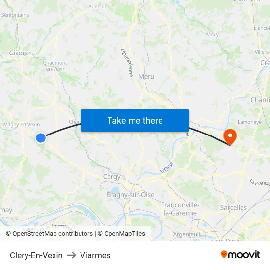 Clery-En-Vexin to Viarmes map