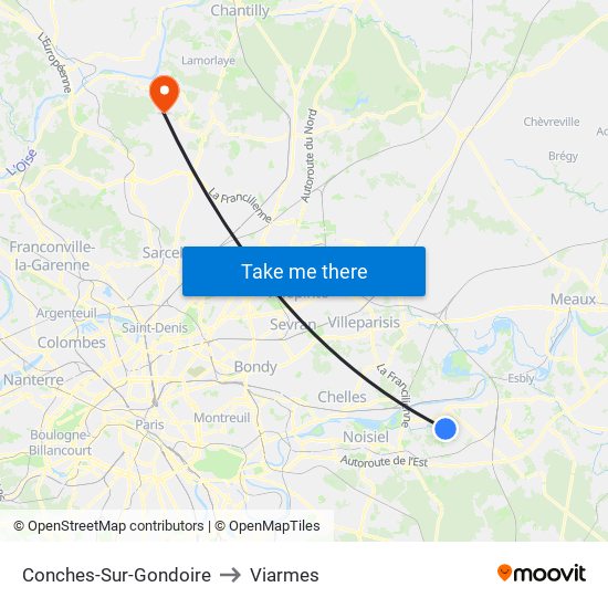 Conches-Sur-Gondoire to Viarmes map