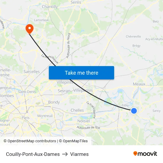 Couilly-Pont-Aux-Dames to Viarmes map