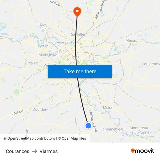 Courances to Viarmes map