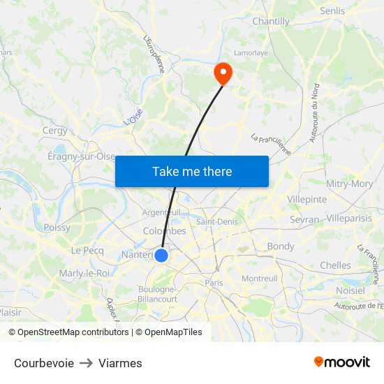 Courbevoie to Viarmes map