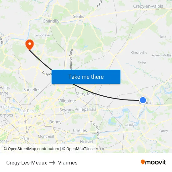 Cregy-Les-Meaux to Viarmes map