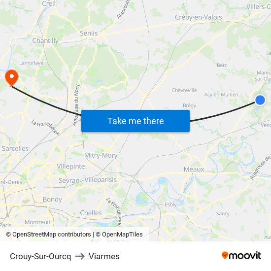 Crouy-Sur-Ourcq to Viarmes map