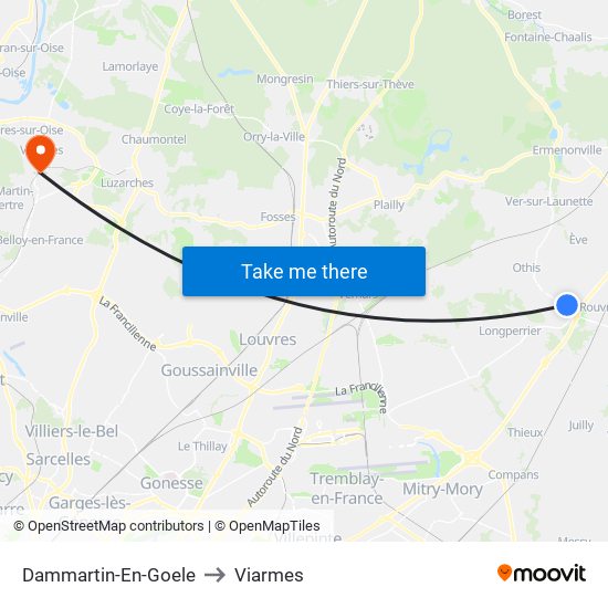 Dammartin-En-Goele to Viarmes map