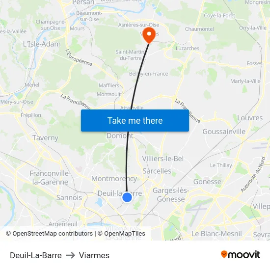 Deuil-La-Barre to Viarmes map