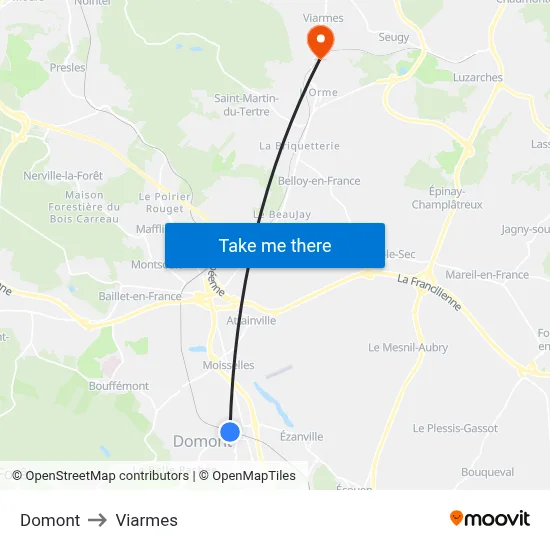 Domont to Viarmes map