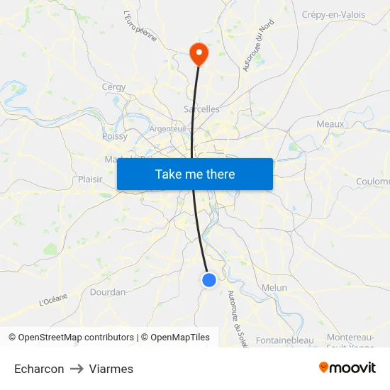Echarcon to Viarmes map
