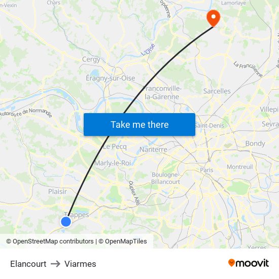 Elancourt to Viarmes map