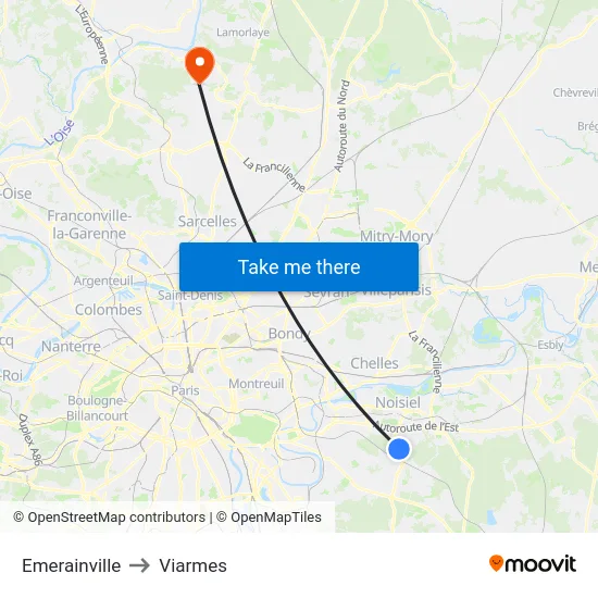 Emerainville to Viarmes map