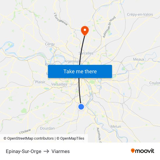 Epinay-Sur-Orge to Viarmes map