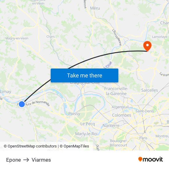 Epone to Viarmes map