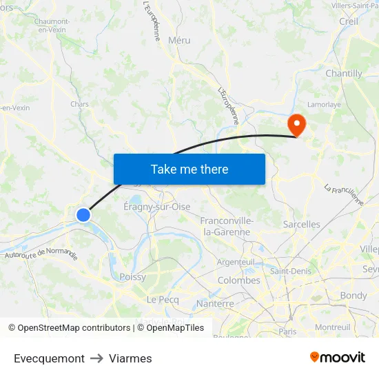Evecquemont to Viarmes map