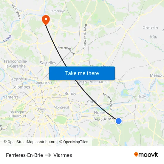 Ferrieres-En-Brie to Viarmes map
