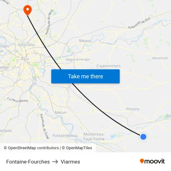 Fontaine-Fourches to Viarmes map