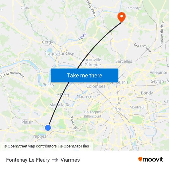 Fontenay-Le-Fleury to Viarmes map