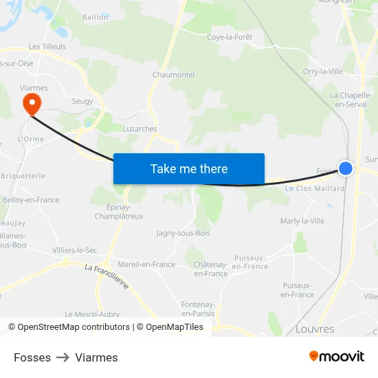 Fosses to Viarmes map