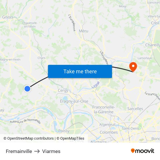 Fremainville to Viarmes map