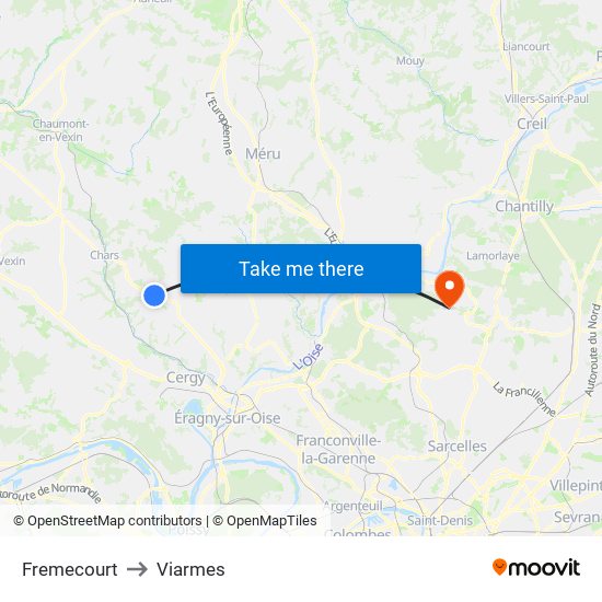 Fremecourt to Viarmes map