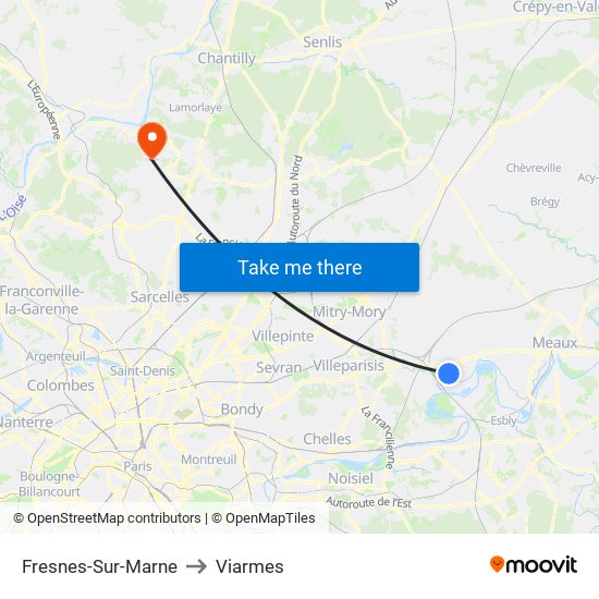 Fresnes-Sur-Marne to Viarmes map
