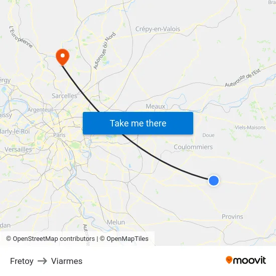 Fretoy to Viarmes map