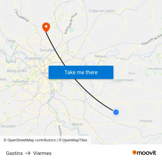 Gastins to Viarmes map