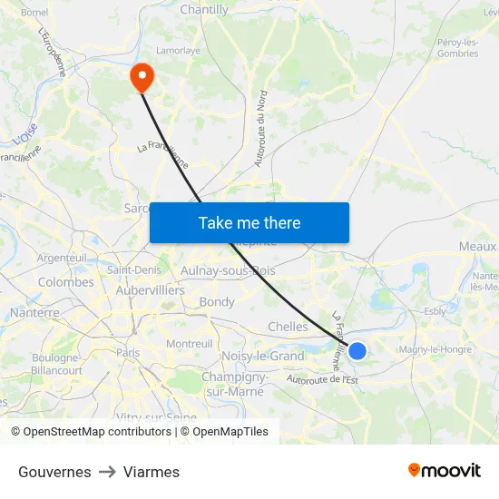 Gouvernes to Viarmes map